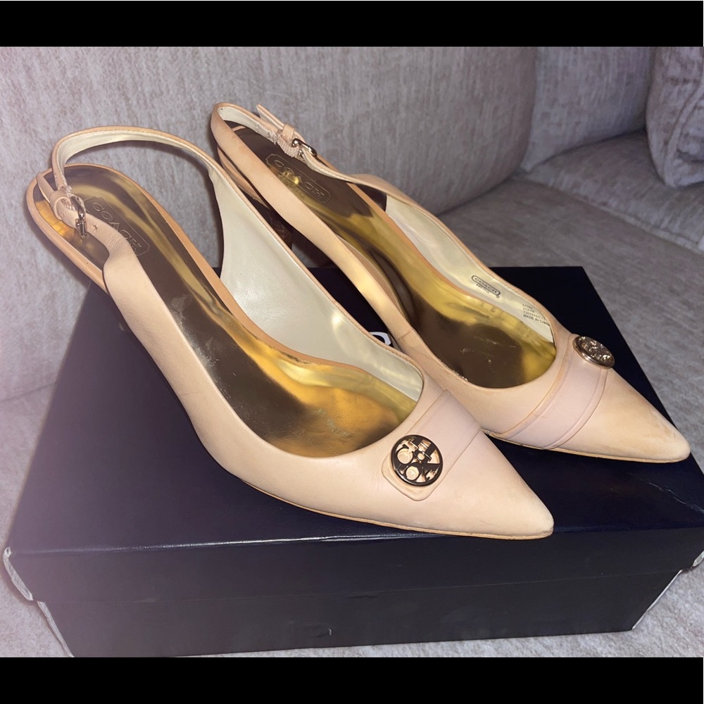 COACH Sling-Back Kitten Heels, Neutral
